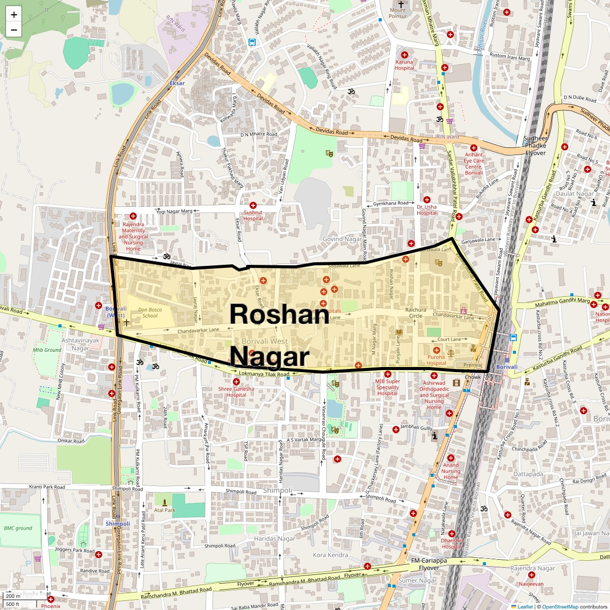 Location Map of Roshan Nagar, Mumbai