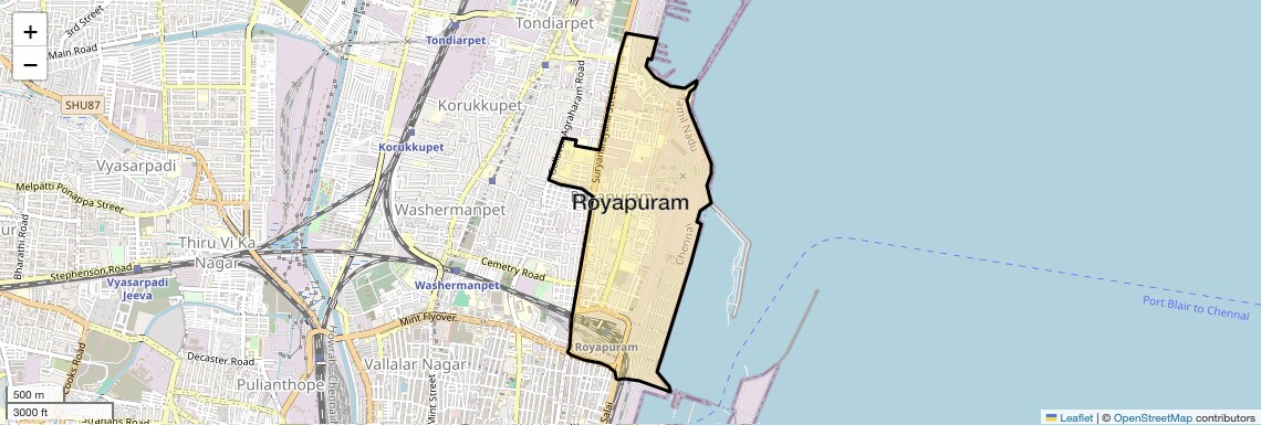 Location Map of Royapuram, Chennai