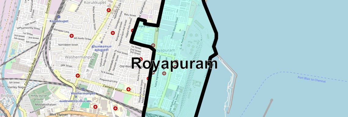 Location Map of Royapuram, Chennai