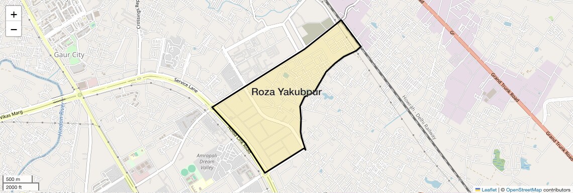 Location Map of Roza Yakubpur, Greater Noida