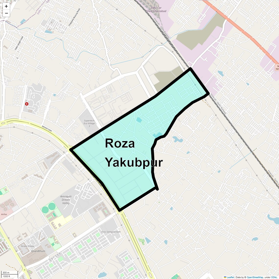 Location Map of Roza Yakubpur, Greater Noida