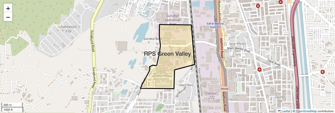 Location Map of RPS Green Valley, Faridabad