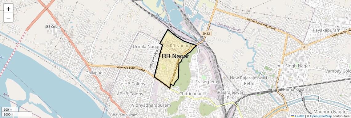 Location Map of RR Nagar, Vijayawada