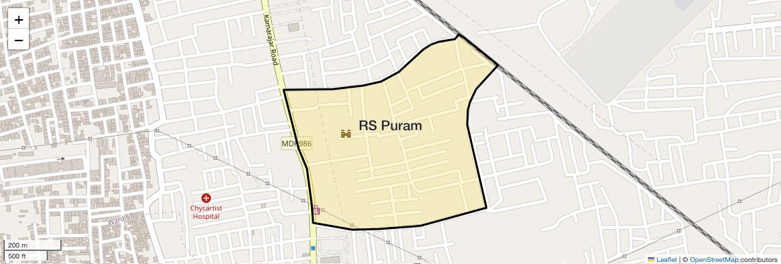 Location Map of RS Puram, Coimbatore