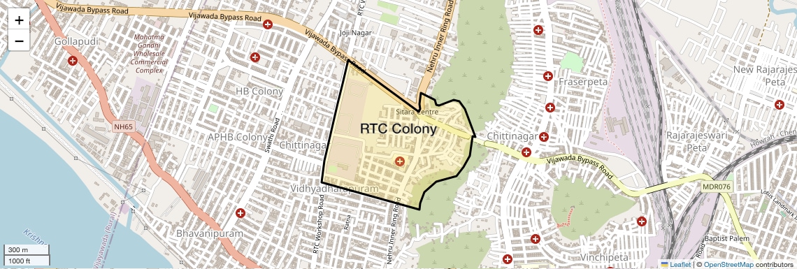 Location Map of RTC Colony, Vijayawada