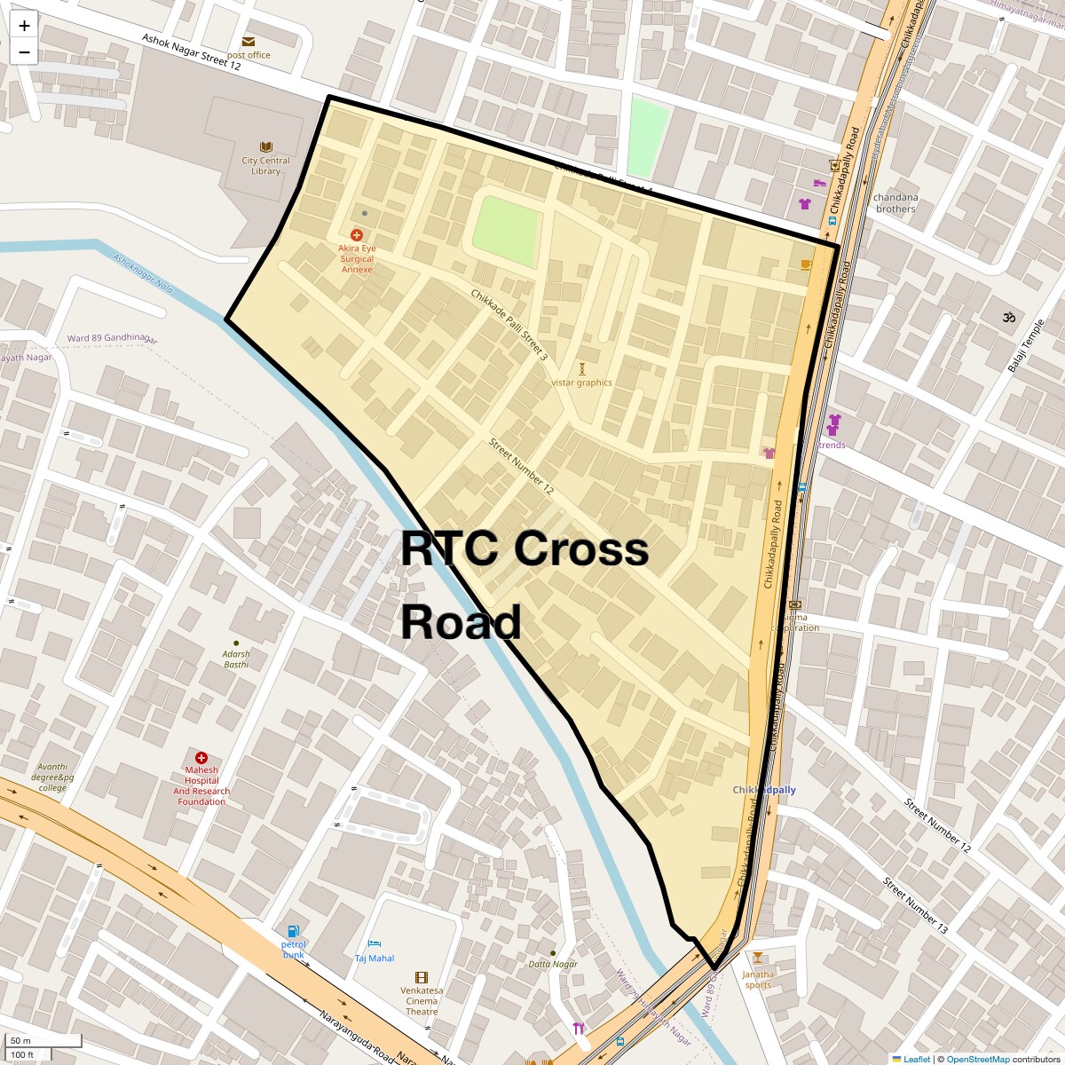 Location Map of Rtc Cross Road, Hyderabad