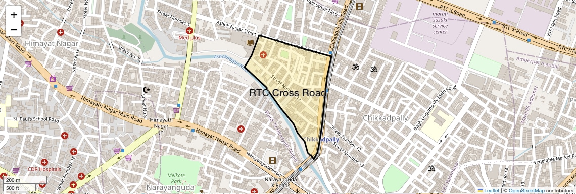 Location Map of RTC Cross Road, Hyderabad