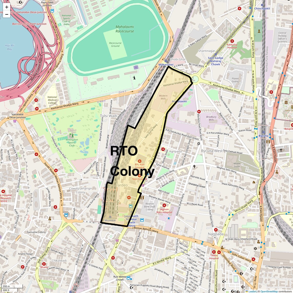 Location Map of RTO Colony, Mumbai