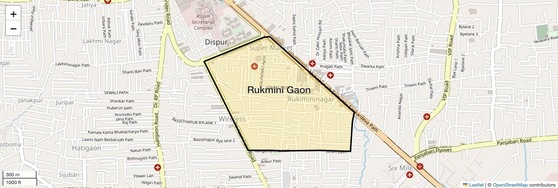Location Map of Rukmini Gaon, Guwahati