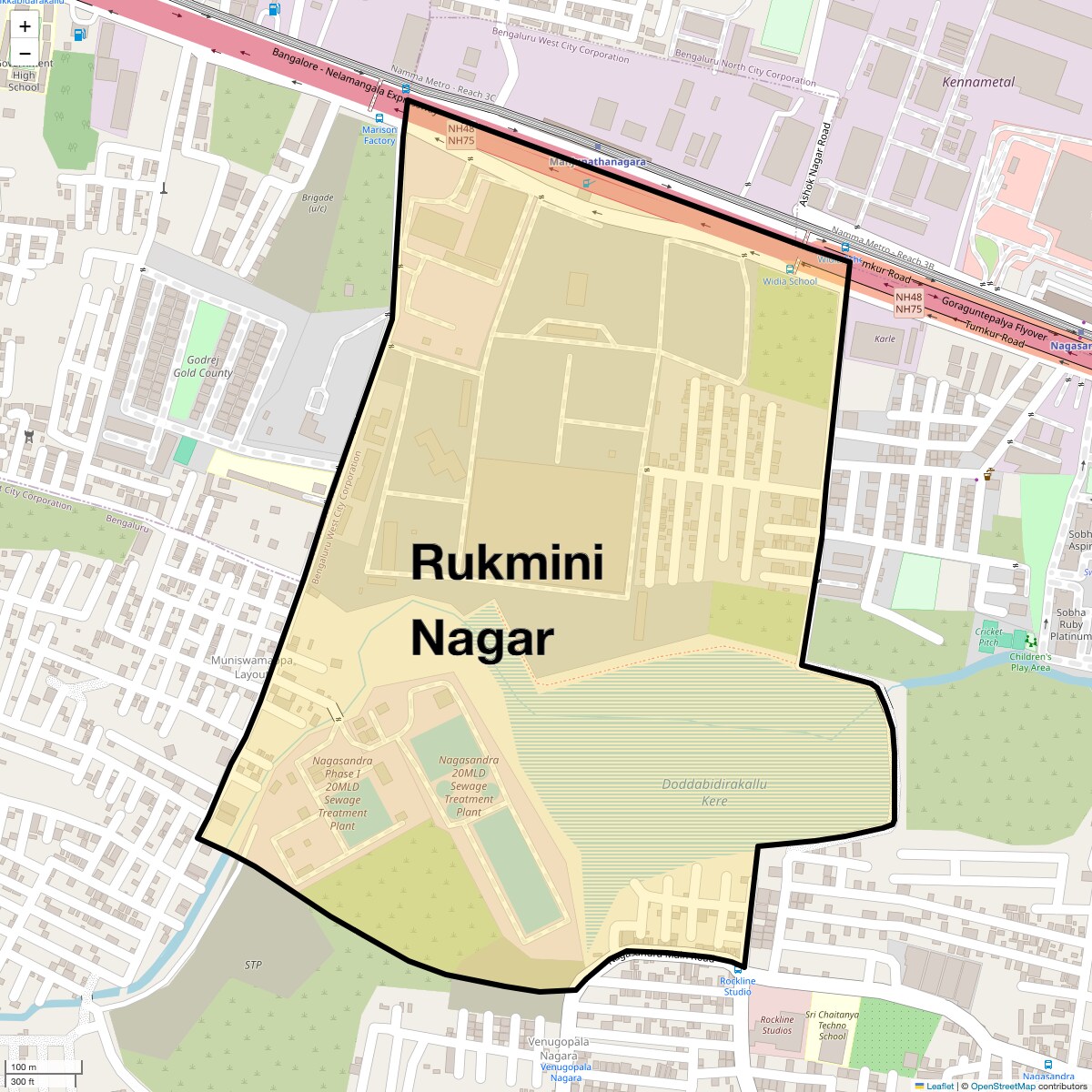 Location Map of Rukmini Nagar, Bangalore