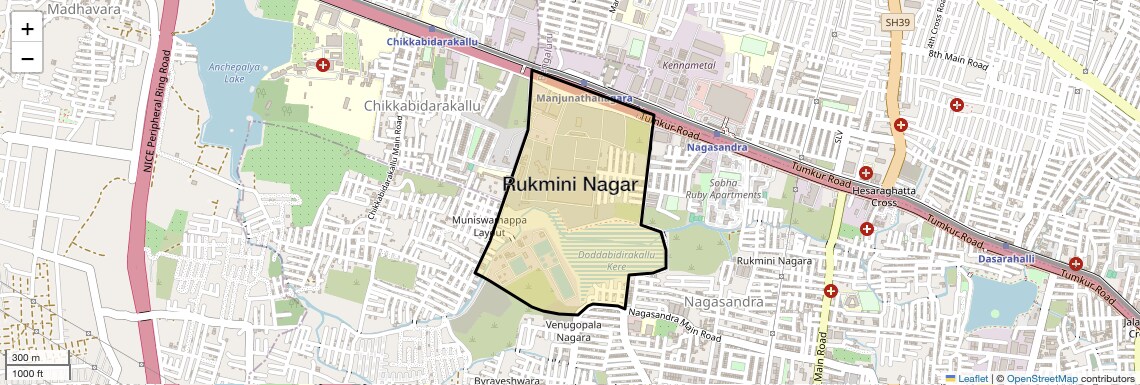 Location Map of Rukmini Nagar, Bangalore