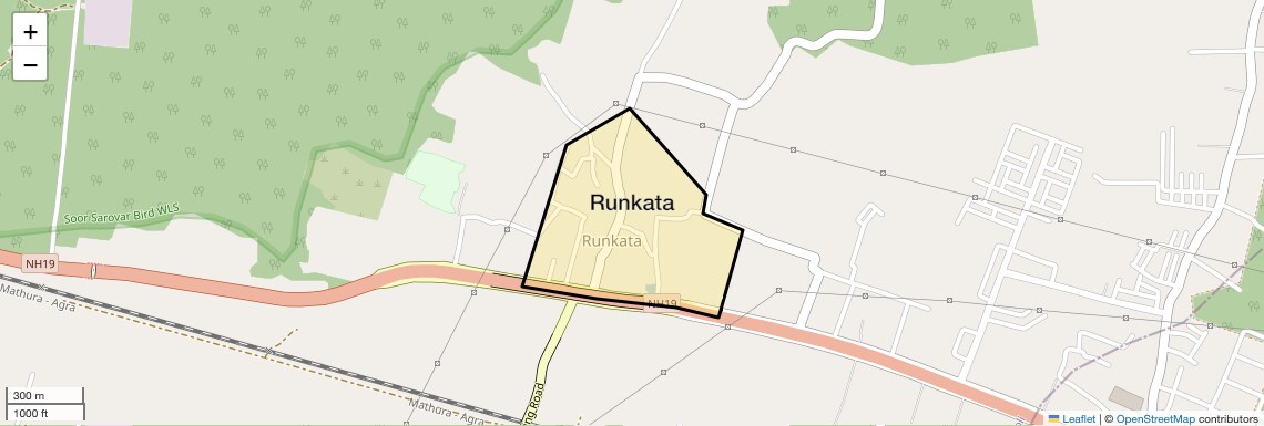 Location Map of Runkata, Agra