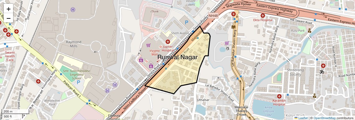 Location Map of Runwal Nagar, Thane