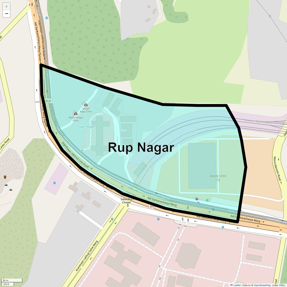 Location Map of Rup Nagar, Mumbai