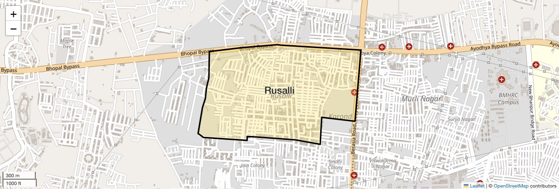 Location Map of Rusalli, Bhopal