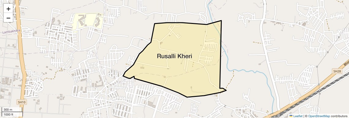 Location Map of Rusalli Kheri, Bhopal