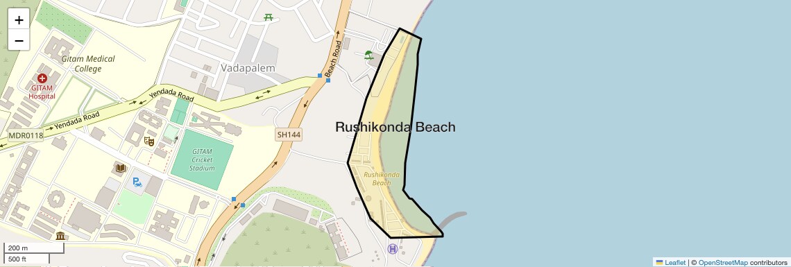 Location Map of Rushikonda Beach, Vizag