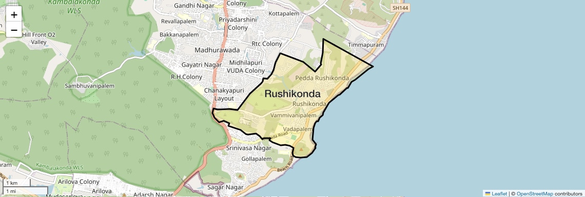 Location Map of Rushikonda, Vizag