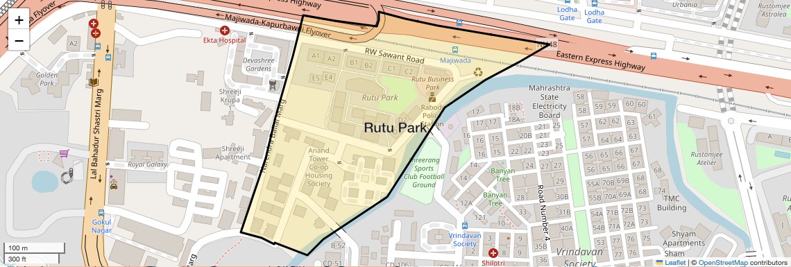 Location Map of Rutu Park, Thane