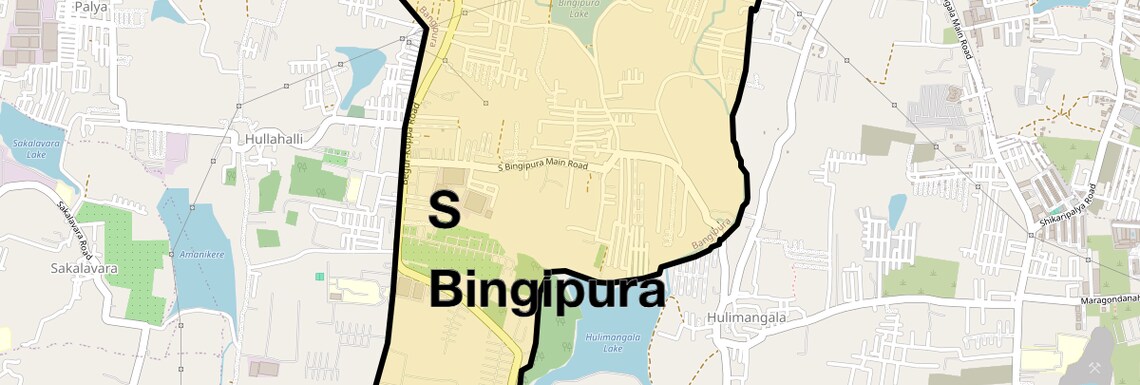 Location Map of S Bingipura, Bangalore