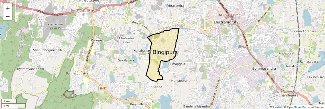Location Map of S Bingipura, Bangalore