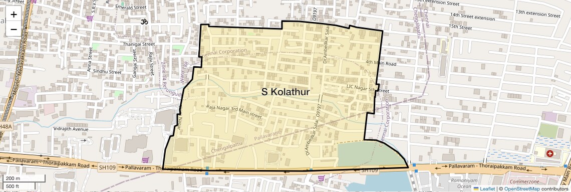 Location Map of S Kolathur, Chennai