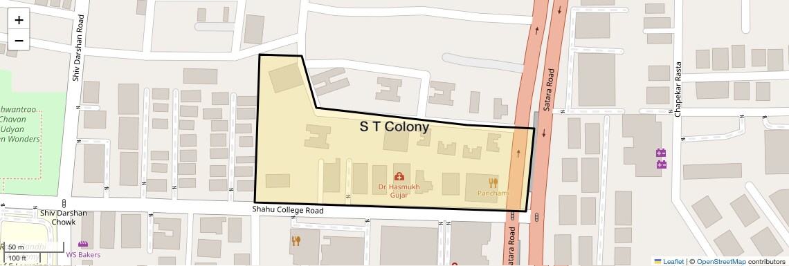 Location Map of S T Colony, Pune