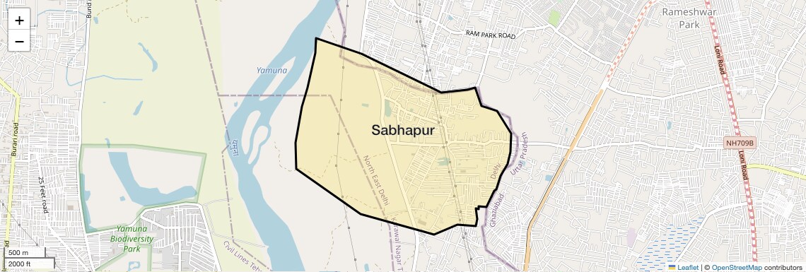 Location Map of Sabhapur, Delhi