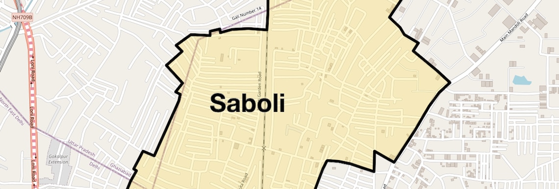 Location Map of Saboli, Delhi