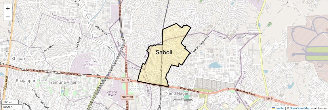 Location Map of Saboli, Delhi