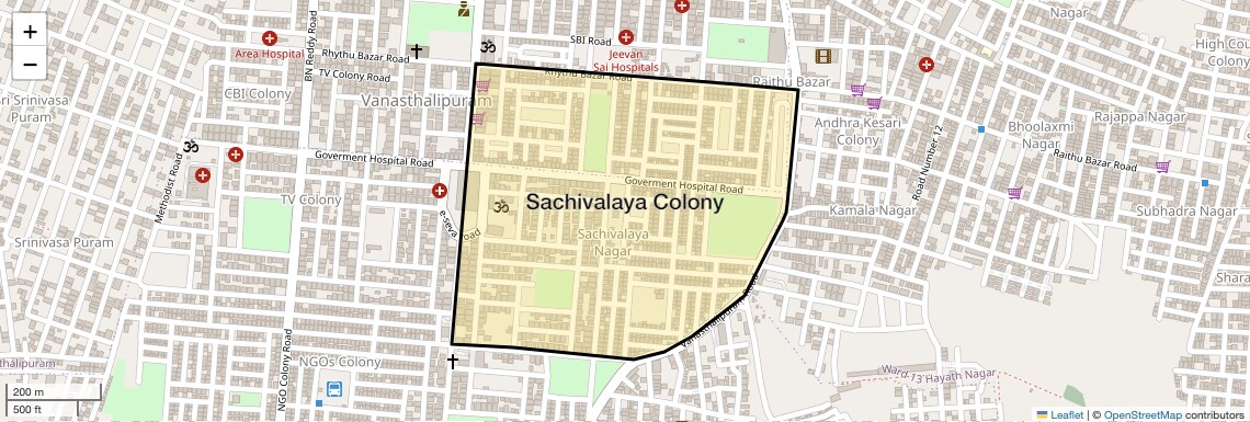 Location Map of Sachivalaya Colony, Hyderabad