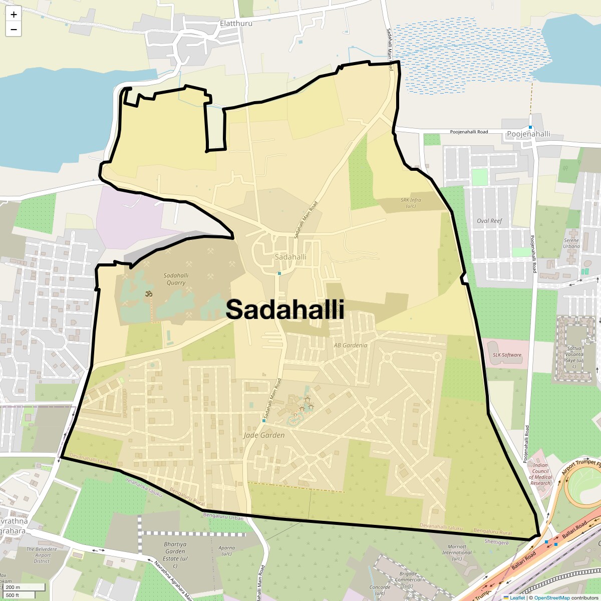 Location Map of Sadahalli, Bangalore