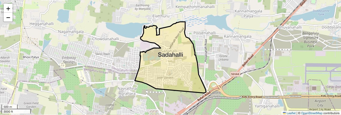 Location Map of Sadahalli, Bangalore