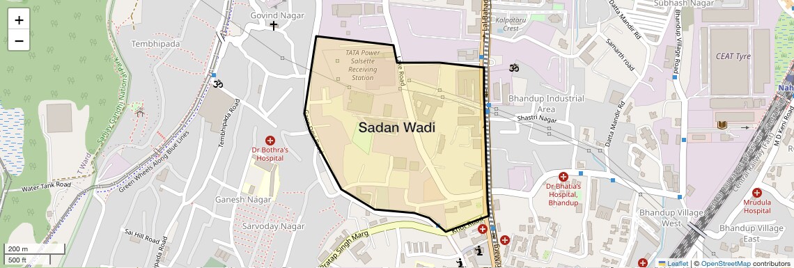 Location Map of Sadan Wadi, Mumbai