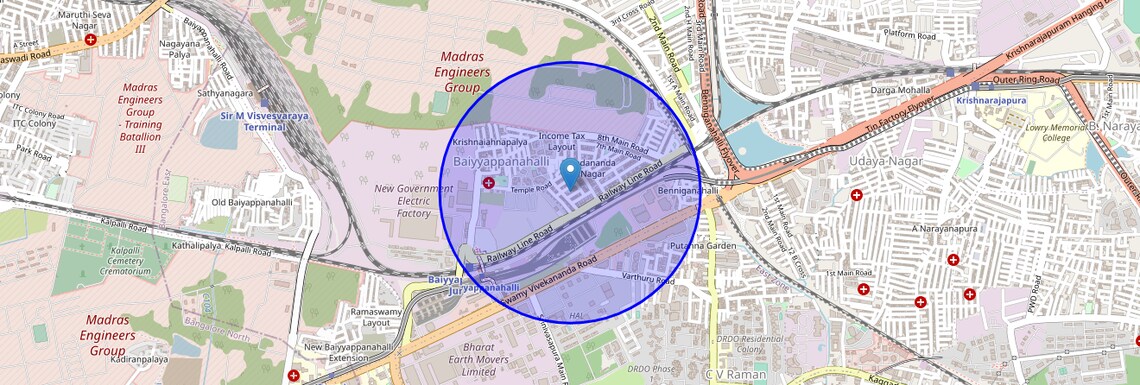 Location Map of Sadananda Nagar, Bangalore