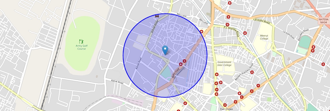 Location Map of Sadar Bazaar, Meerut