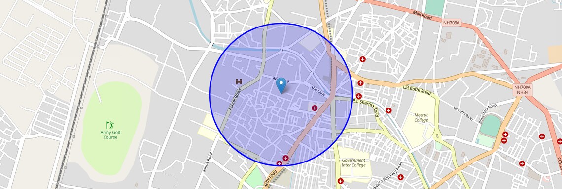 Location Map of Sadar Bazar, Meerut