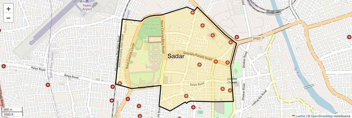 Location Map of Sadar, Rajkot