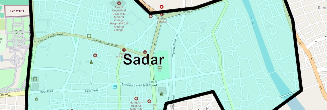 Location Map of Sadar, Rajkot