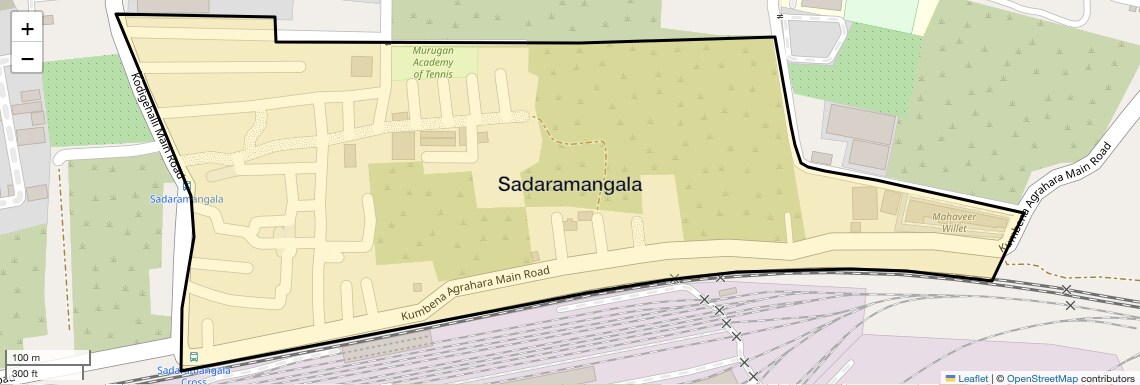 Location Map of Sadaramangala, Bangalore