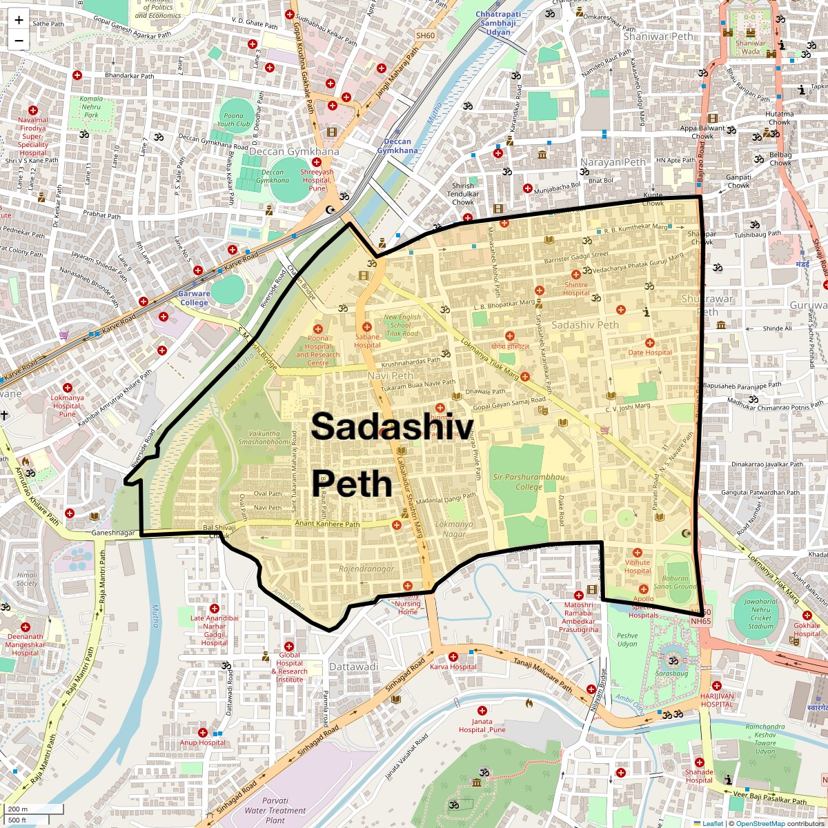Location Map of Sadashiv Peth, Pune