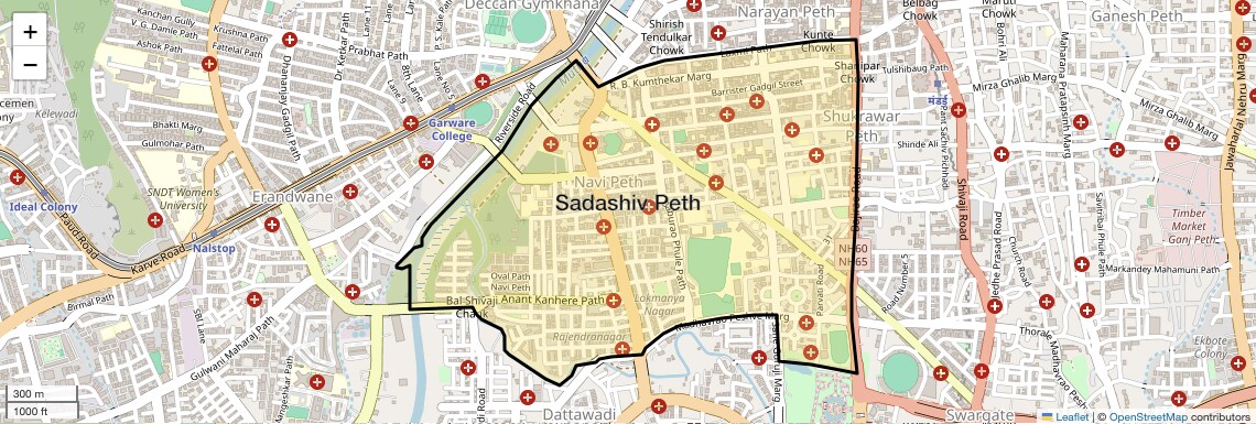 Location Map of Sadashiv Peth, Pune