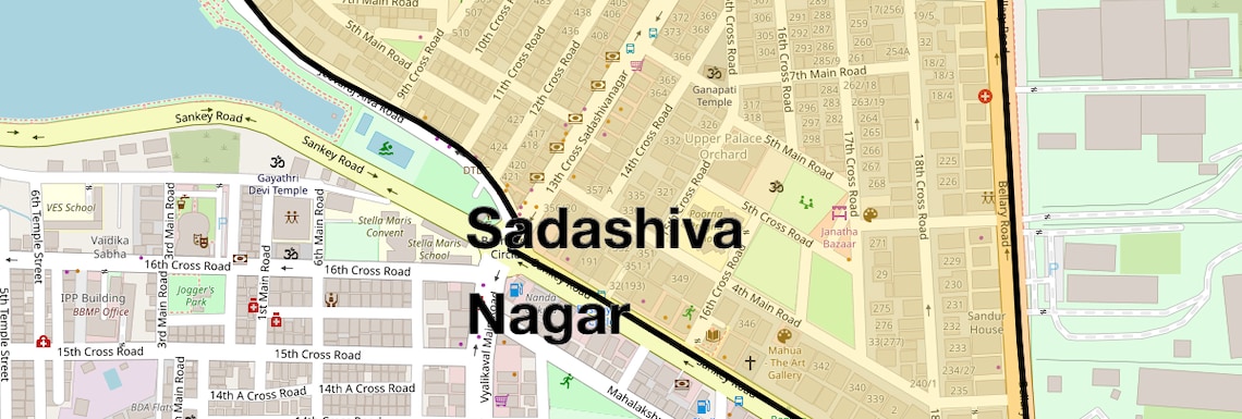 Location Map of Sadashiva Nagar, Bangalore
