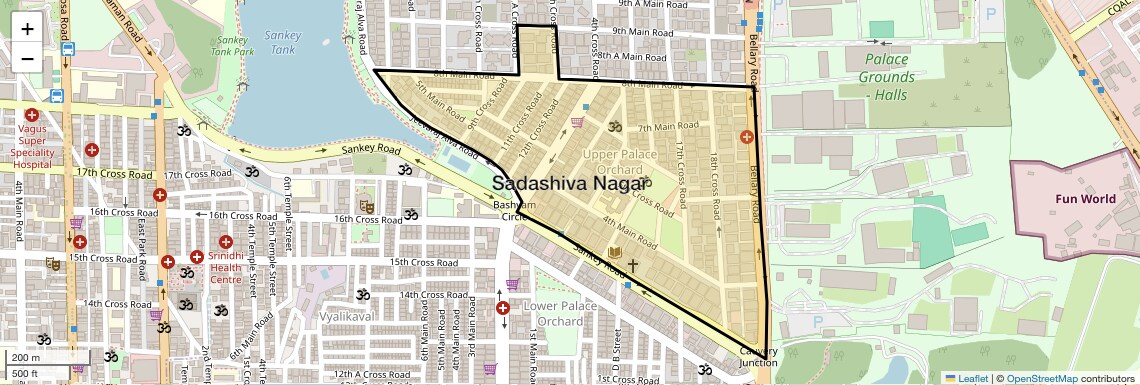 Location Map of Sadashiva Nagar, Bangalore