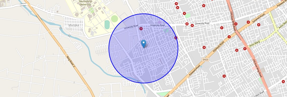 Location Map of Sadguru Nagar, Rajkot
