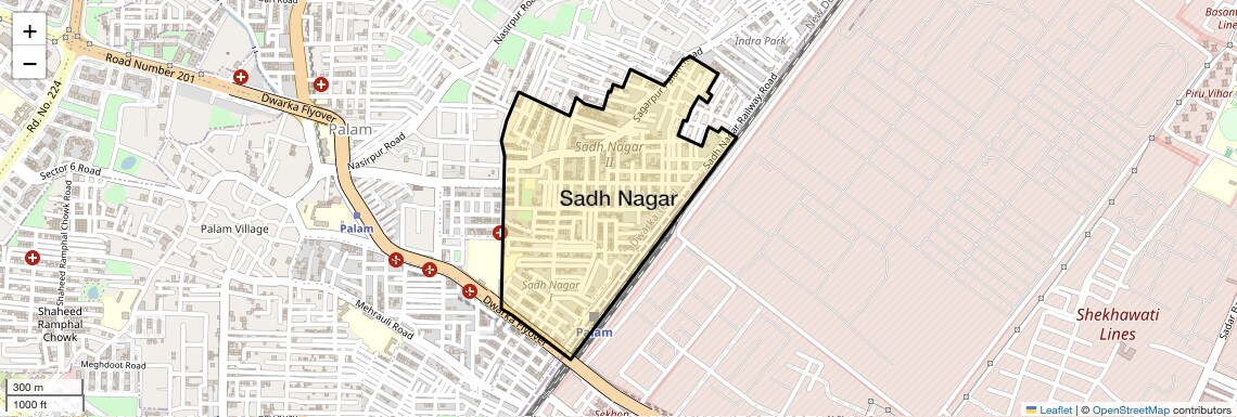 Location Map of Sadh Nagar, Delhi