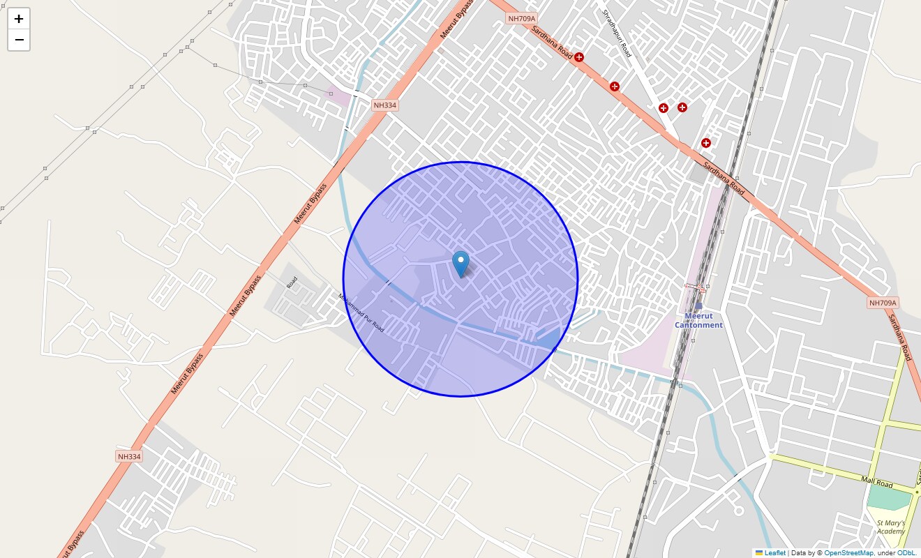 Location Map of Sadhu Nagar, Meerut