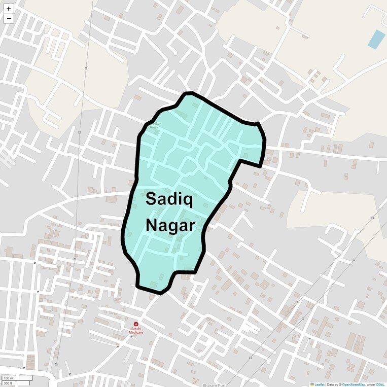Location Map of Sadiq Nagar