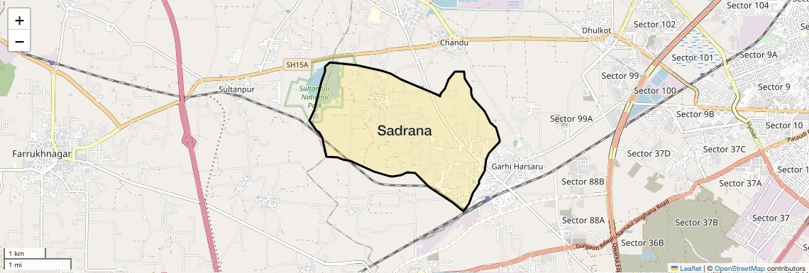 Location Map of Sadrana, Gurgaon