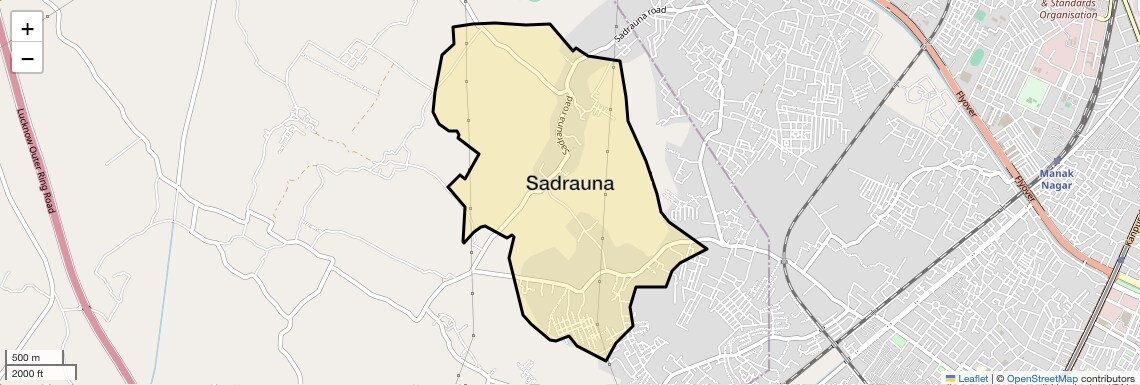 Location Map of Sadrauna, Lucknow